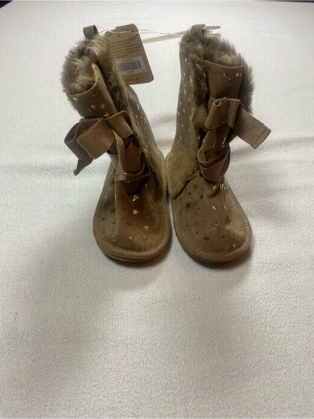 Crazy 8 Girls Tan Star Accent Faux Fur Bow Boots